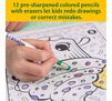 12 pre-sharpened colored pencils with erasers let kids redo drawings or correct mistakes.