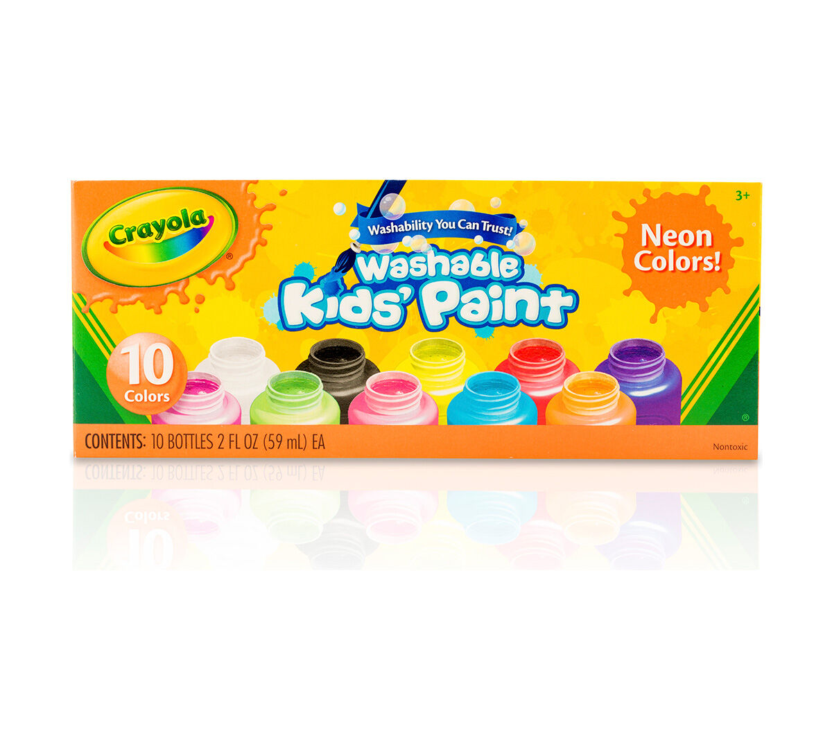 Neon Paints, 10 Count Kids Washable Paints Crayola
