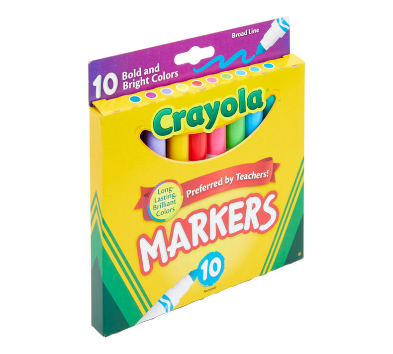 Broad Line Markers, Bold & Bright Colors, 10 Count