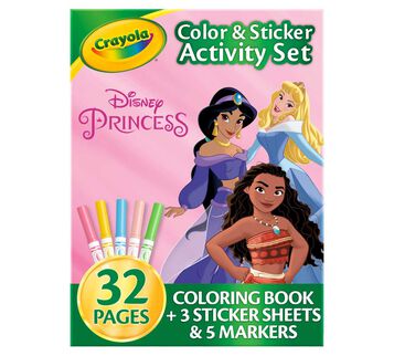 Disney Princess Color and Sticker Activity Set with Markers front view.