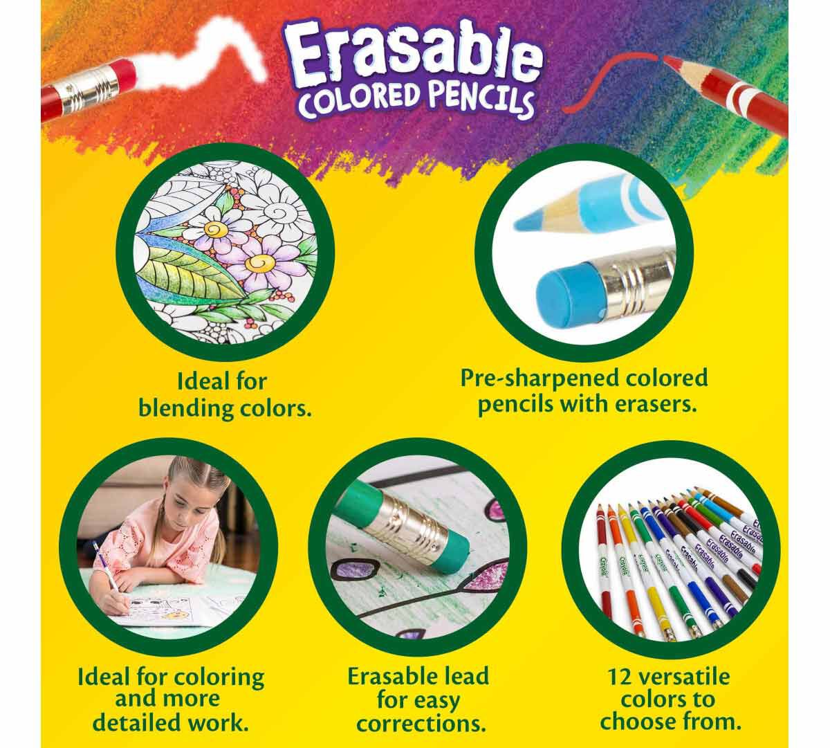 36 X Crayola Erasable Colored Pencils Art Tools Ages 4 5 6 7 Toys Games Kids Gif 