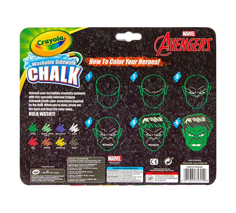 8 ct. Incredible Hulk Washable Sidewalk Chalk - Color Your Heroes!