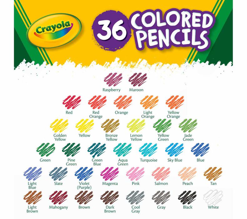 Colored Pencil Set, School Supplies, Assorted Colors, 36 Count, Long