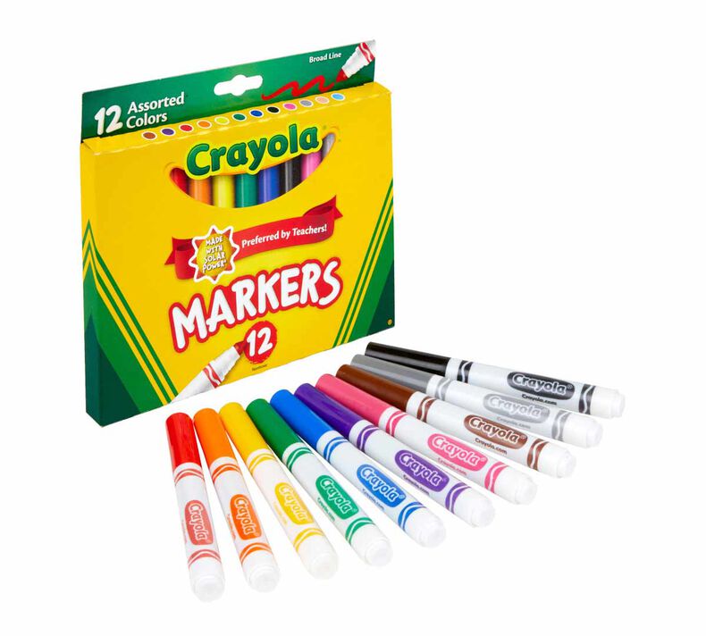 Broad Line Markers, Classic Colors, 12 Count