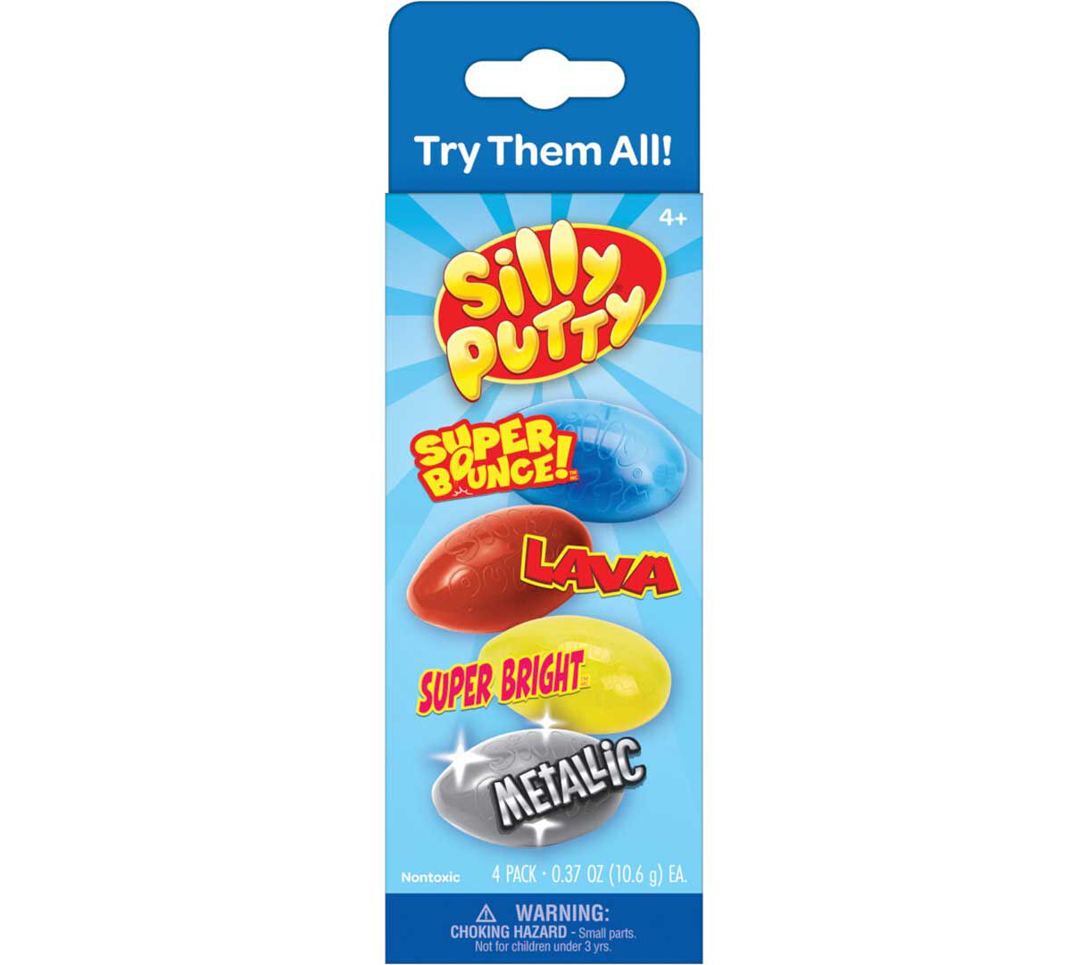 Silly Putty Specialty Pack, 4 Count, front view.