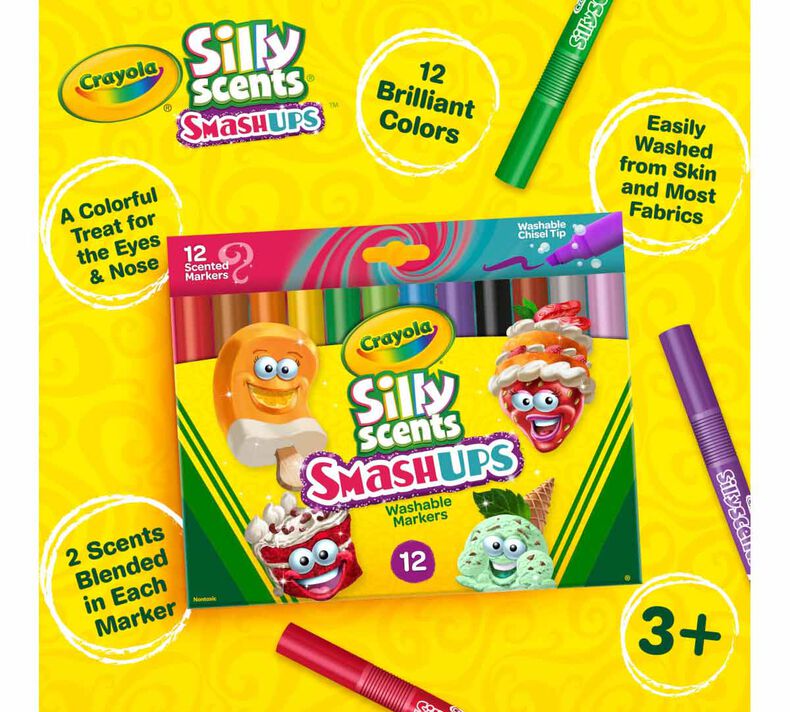 Silly Scents Smash Ups Wedge Tipped Washable Markers, 12 Count