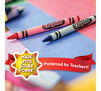 Classic Crayons, 24 count. Made with solar powered; preferred by teachers.  Red and blue crayons on top of paper. 