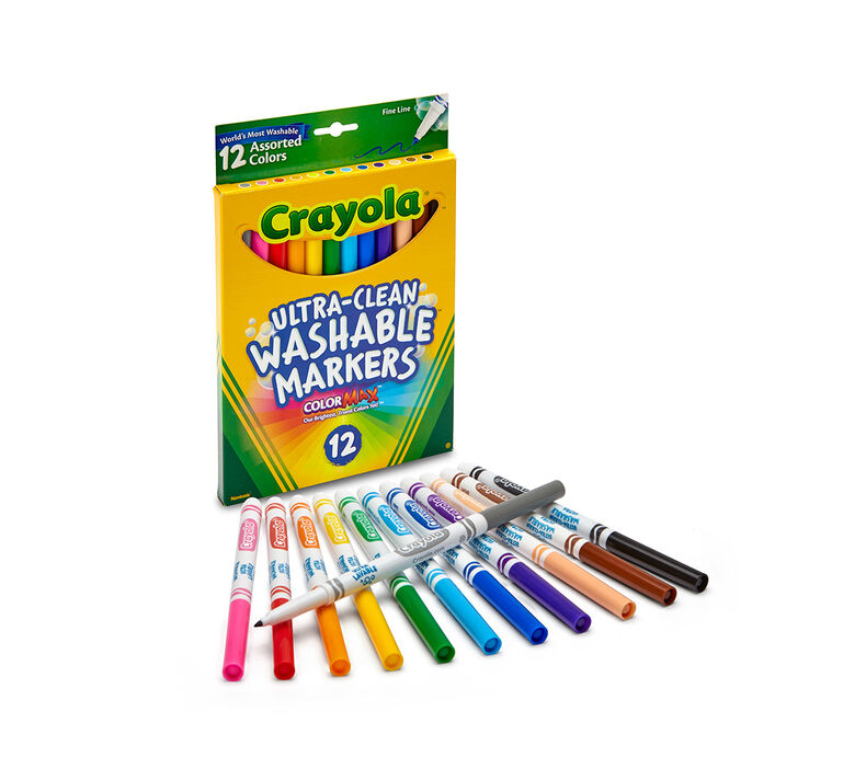 Ultra-Clean Washable Markers, Fine Line, Classic Colors, 12 count