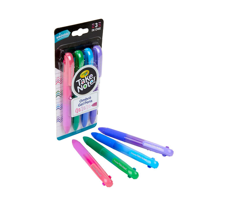 Take Note Washable Gel Pens, Ombre, 4 Count