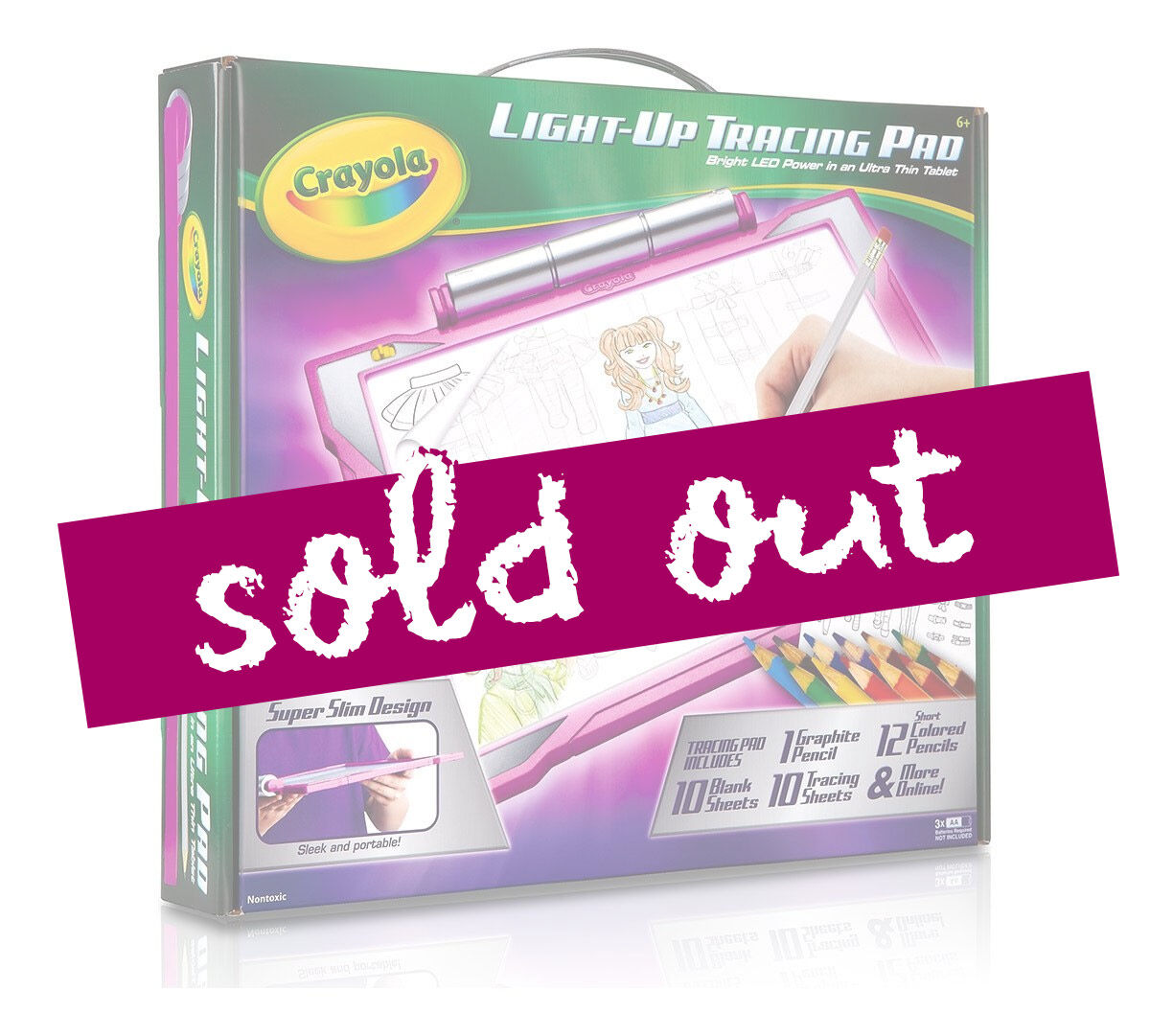 Crayola; Light-up Tracing Pad; Pink; Art Tool; Bright LEDs; Easy