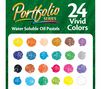 Portfolio Series Water Soluble Oil Pastels, 24 count. 24 vivid colors. Color swatches. 