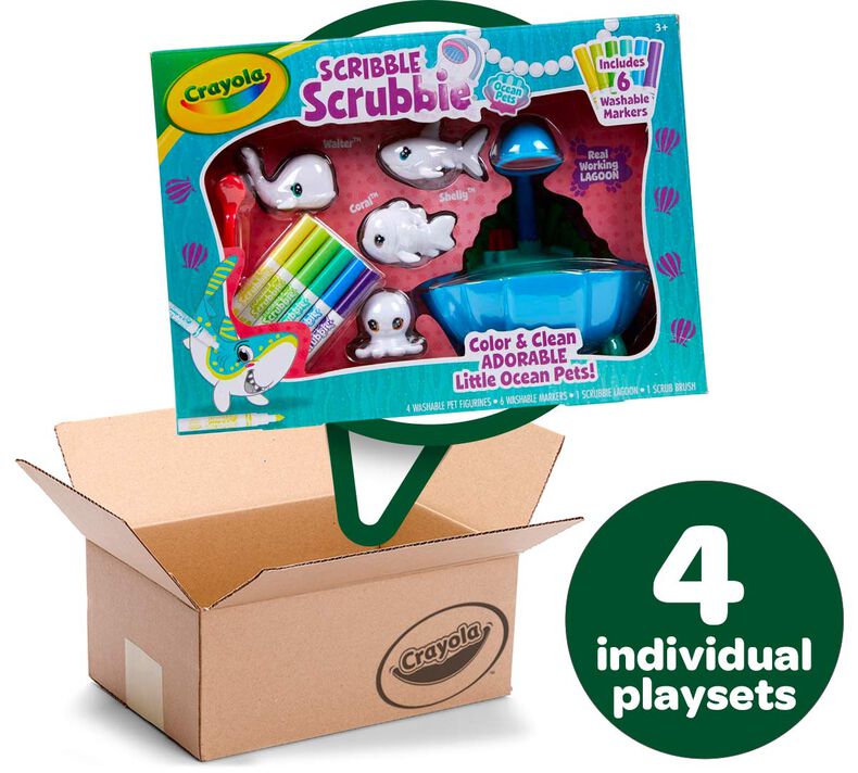Scribble Scrubbie Pets Blue Lagoon Playset Bulk Case, 4 Individual Playsets