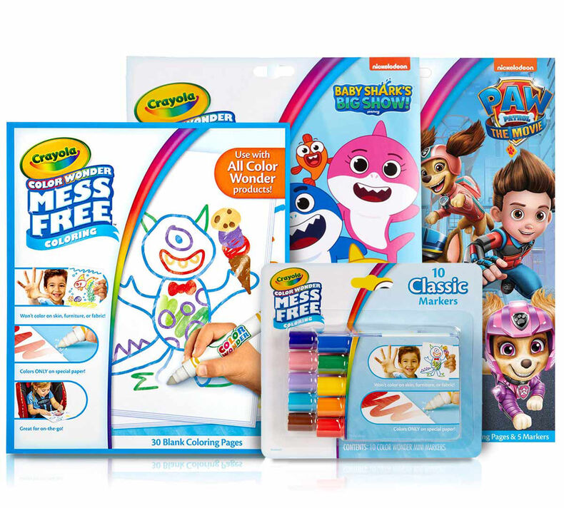 4-in-1 Color Wonder Mess Free Paw Patrol & Baby Shark Coloring Gift Set