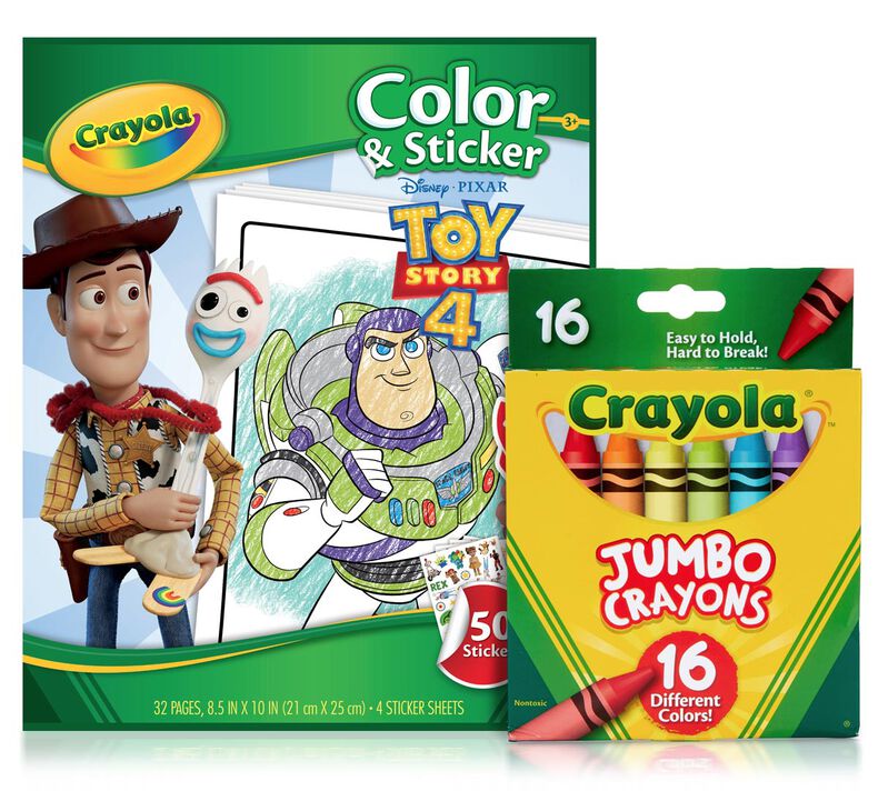 Toy Story 4 Color & Sticker Book with Jumbo Crayons