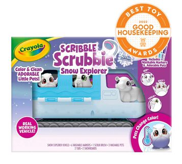 Scribble Scrubbies Snow Explorer front view.  Good Housekeeping award seal for best toy award 2022.