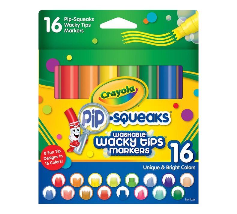Pip Squeaks Washable Markers with Wacky Tips, 16 Count