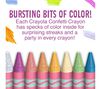 Bursting bits of color! Each crayola confetti crayon has specks of color inside for surprising streaks and a party in every crayon!