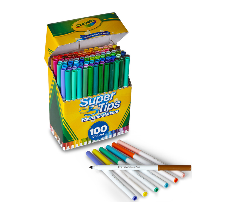 Crayola Super Tips Marker Set (120ct), Kids Washable Markers, Scented  Marker Set, Holiday Gift for Kids, Bulk Markers, Thick & Thin [  Exclusive]