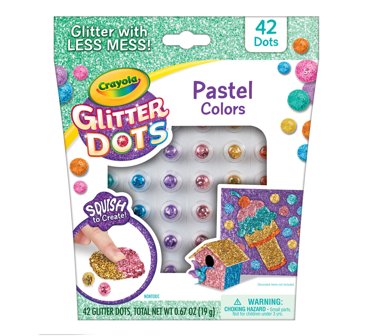 Glitter Dots, Pastel Colors, 42 Count
