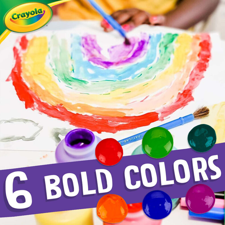 Crayola Washable Kids Paint, Assorted Bold Colors, Painting Supplies, 6  Multi