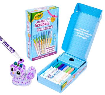 Scribble Scrubbies 24 count Markers front and inside view of packaging