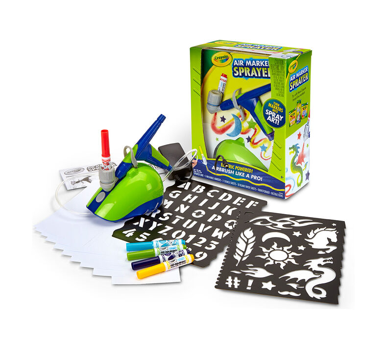 NEW Crayola Mini Marker Sprayer Kids Airbrush Art Kit with Stencils - Arts  & Crafts, Facebook Marketplace