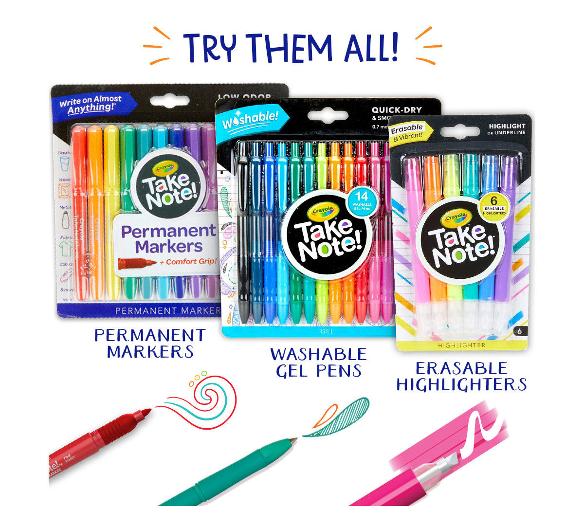 Take Note Washable Color Gel Pens, 14 Count Crayola