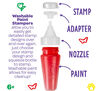 Washable Paint Stampers feature a paint tube, nozzle, adapter, and stamp on each stamper