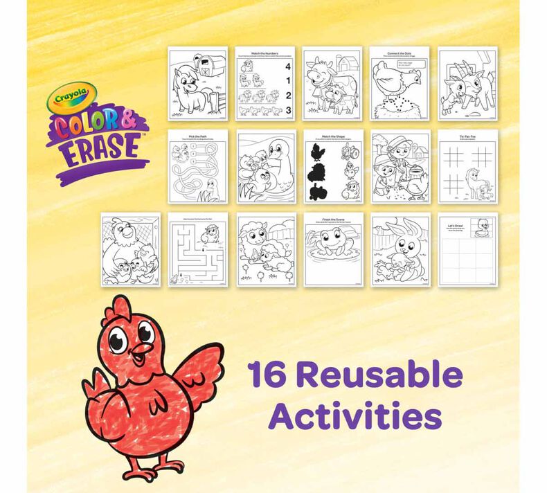 On the Farm Color and Erase Reusable Activity Pad with Markers