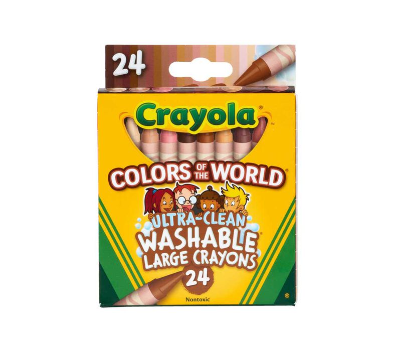 Colors of the World Large Ultra Clean Washable Crayons, 24 Count