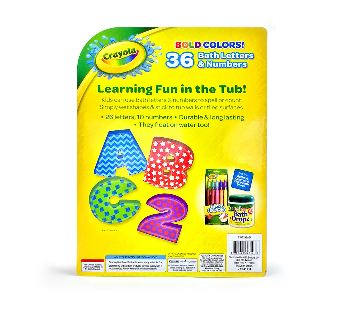 36 Foam Bath Letters & Numbers Crayola