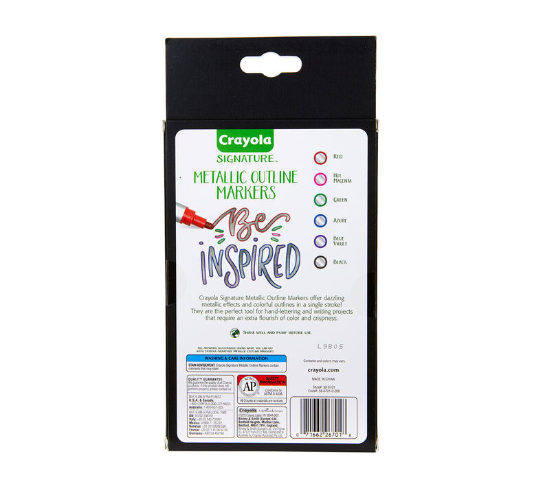 Signature Metallic Outline Paint Markers, 6 Count