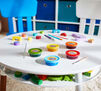 Spill Proof Washable Paint.  Child's table with 5 paint cups and brush.
