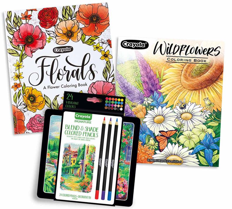3-in-1 Floral Adult Coloring Gift Set