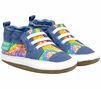 Crayola X Robeez Rainbow Tie Dye Soft Soles in Blue left side front view of pair.
