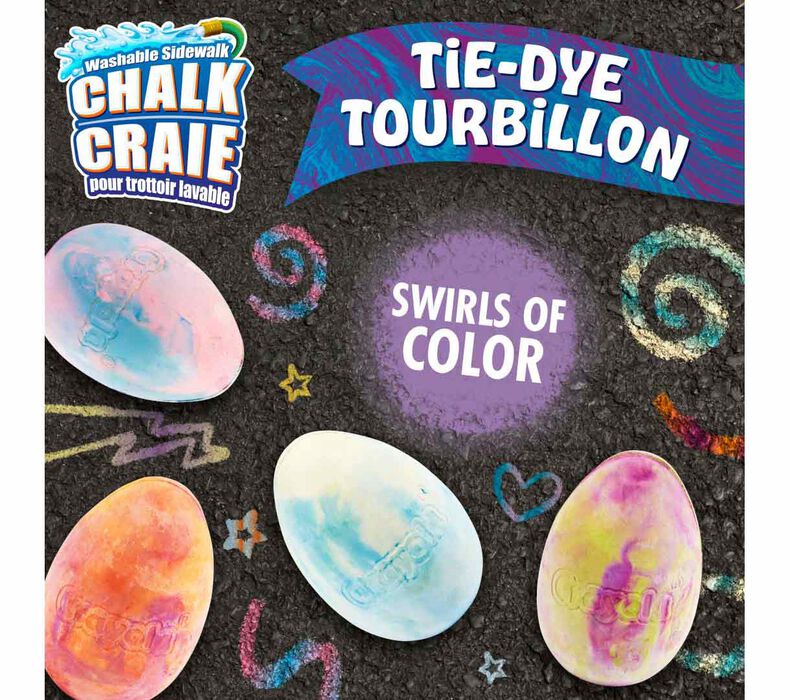Washable Sidewalk Chalk Eggs, Tie-Dye, 6 Count