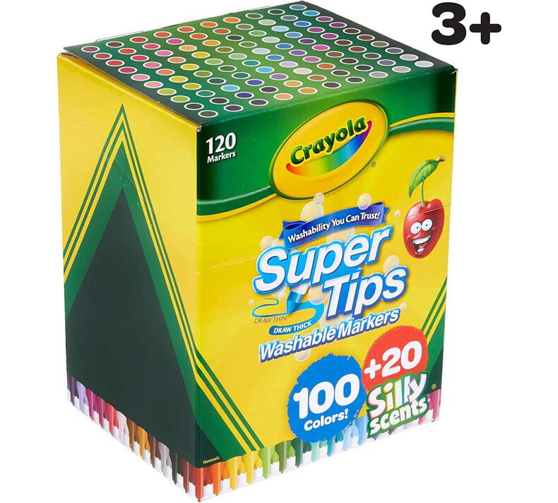 100 Ct Super Tips Washable Markers with 20 Ct Silly Scents Markers