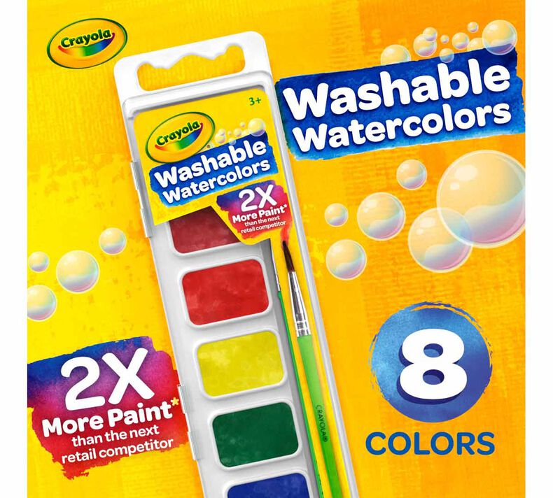 8 Washable Watercolors, Paint Set For Kids, Crayola.com