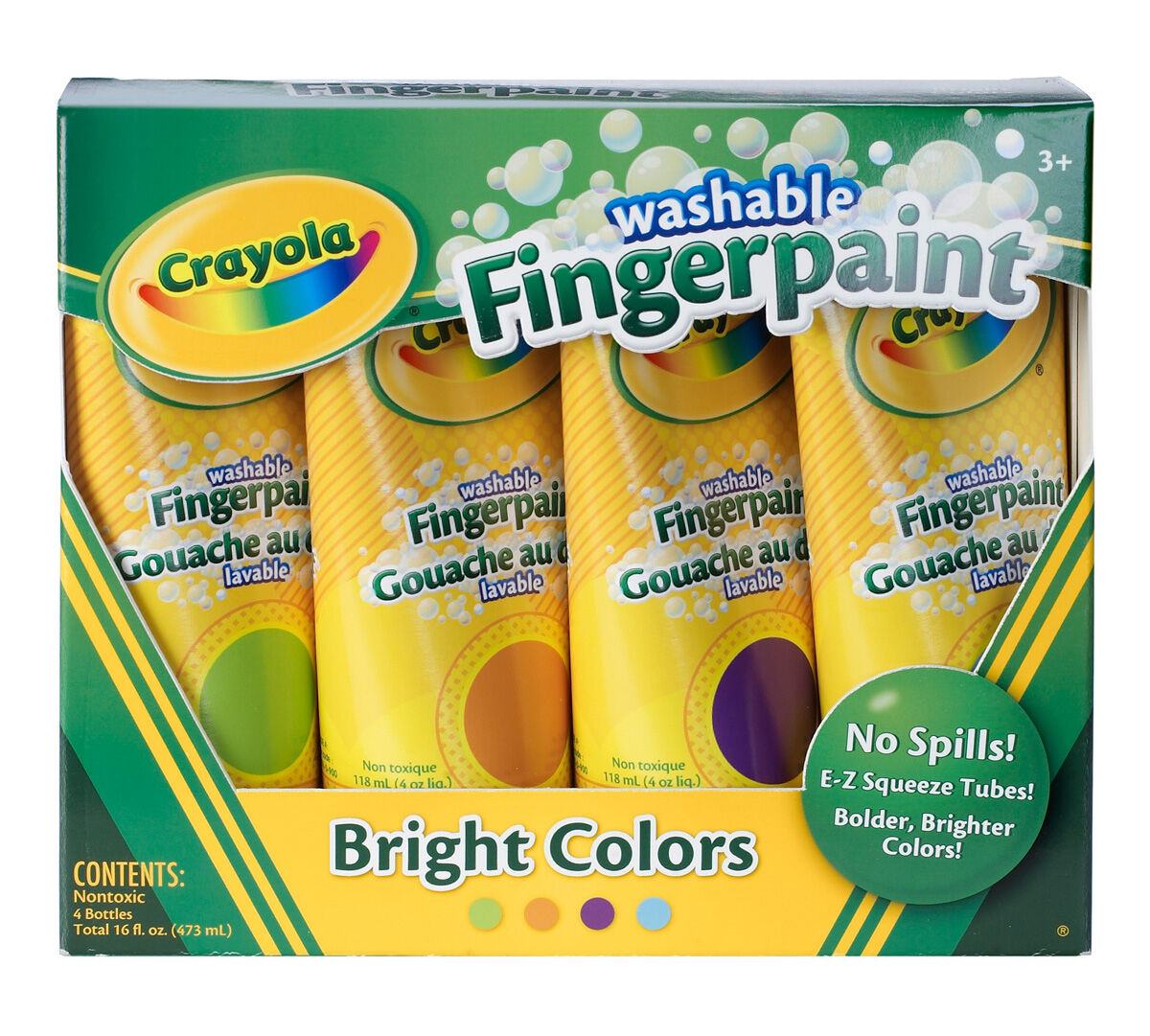 Washable Fingerpaint, Bright Colors 4 ct. Crayola