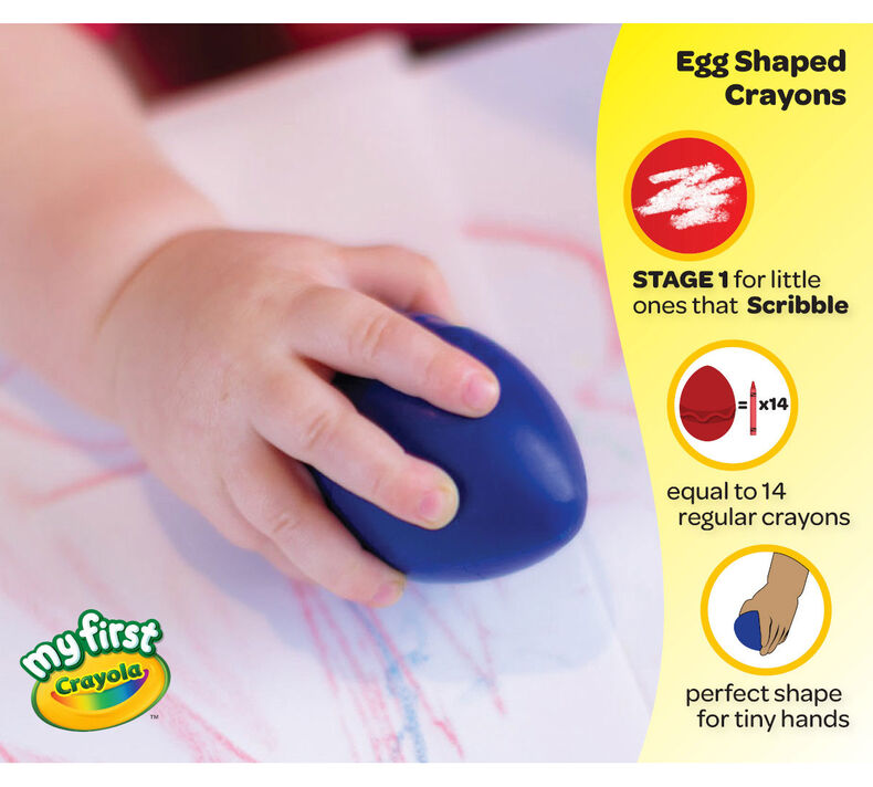 Washable Palm Grasp Toddler Crayons, 9 Count