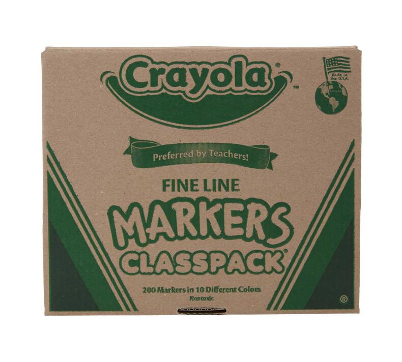 Crayola Fine Line Markers Classpack, 200 Count, 10 Colors