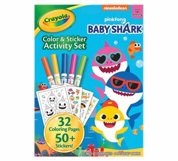 Baby Shark Color and Sticker Activity Set with Markers front view.