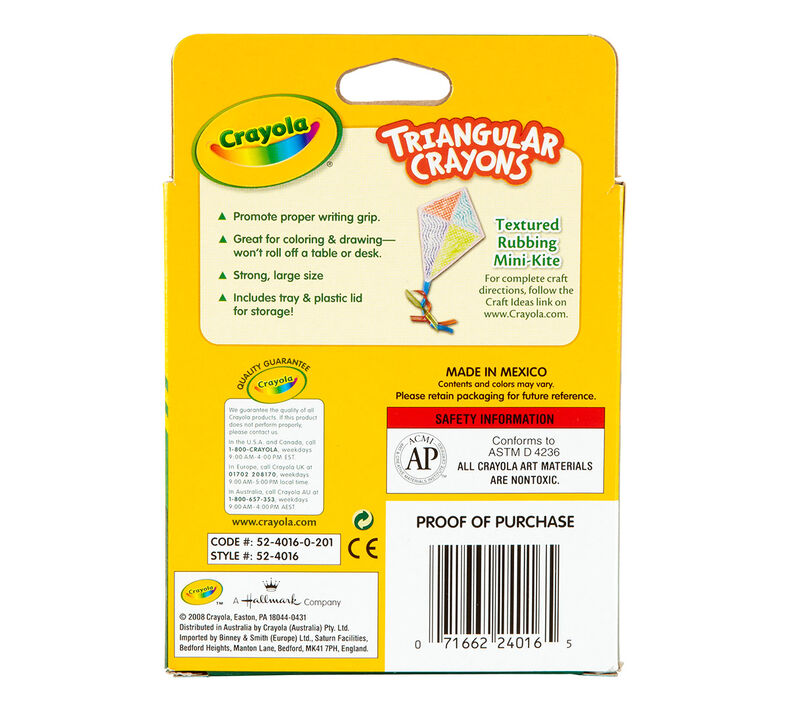 Anti-Roll Triangular Crayons 16 ct.