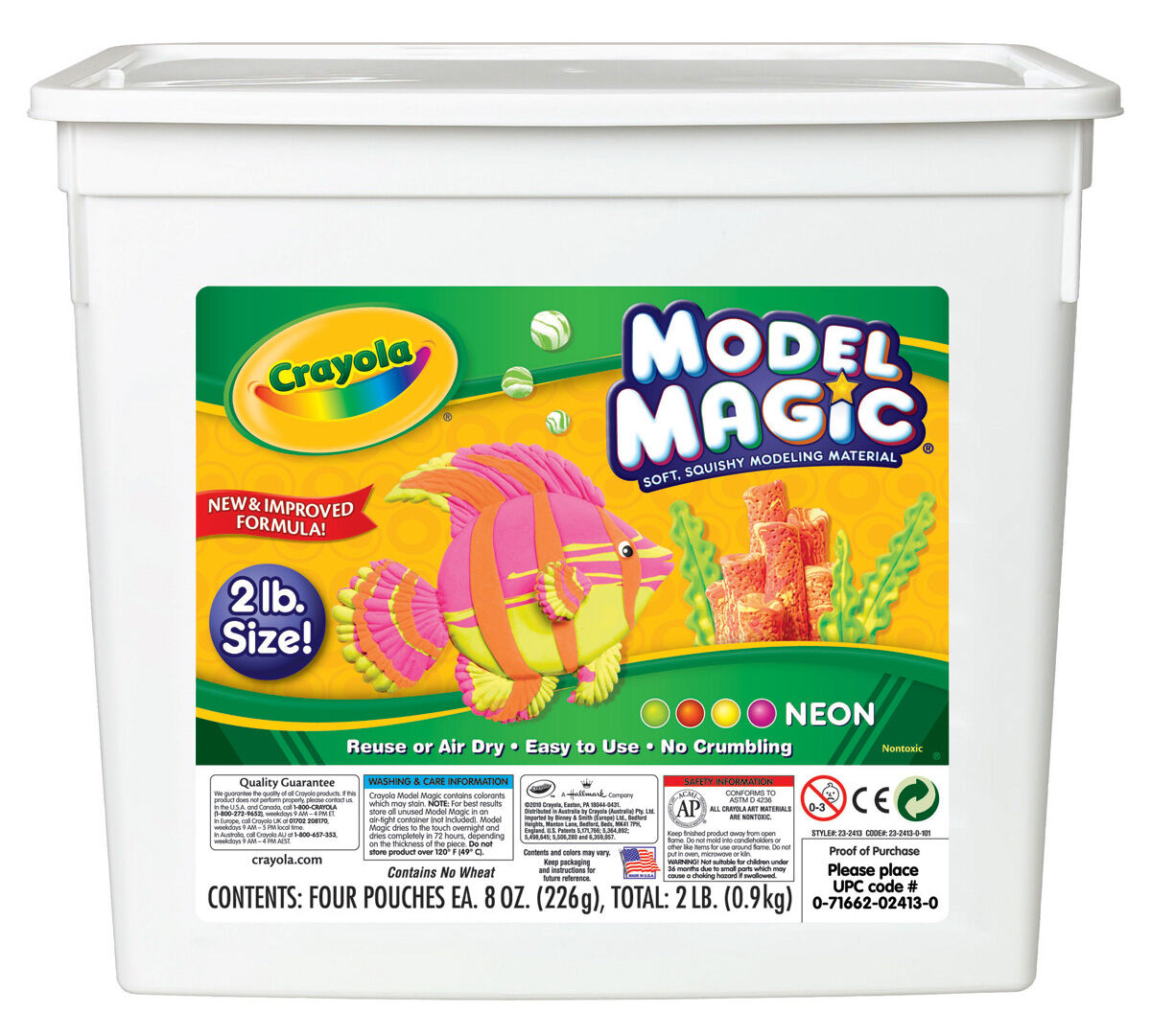 Crayola Model Magic 2 Pack 4 oz each Black Clay Reusable Air Dry Lot 57-4451 