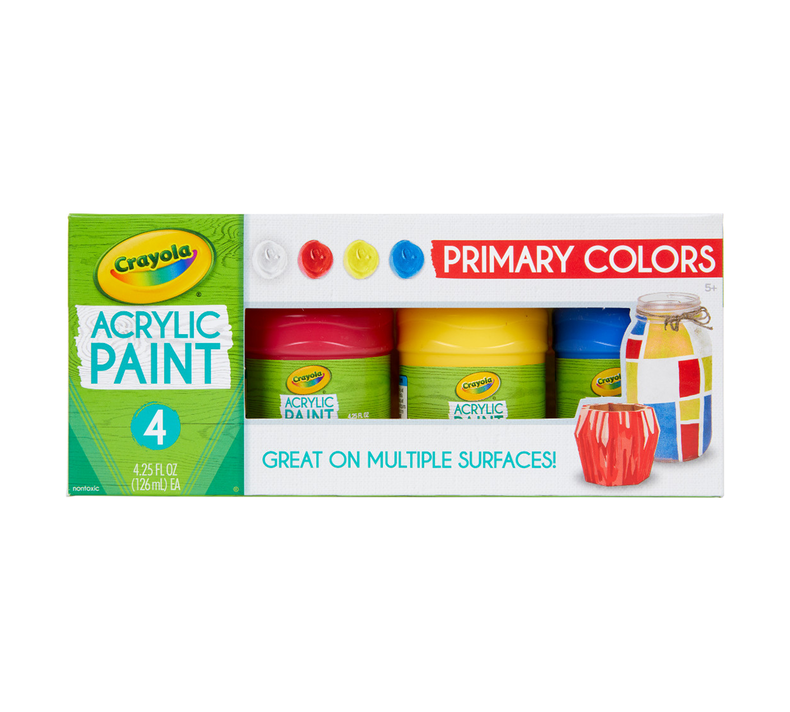 Multi-Surface Acrylic Paint, Primary Colors, 4 Count