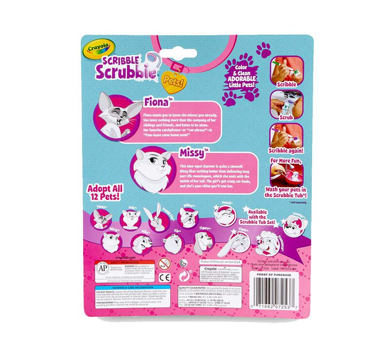 Scribble Scrubbie Pets, Cats, 2 Count