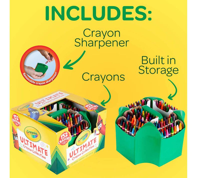  Crayola Ultimate Crayon Box Collection (152ct), Bulk Kids  Crayon Caddy, Classic & Glitter Crayons, Art Supplies for Classrooms : Toys  & Games