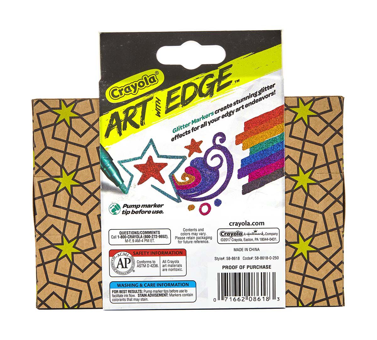 Crayola Art With Edge, Glitter Markers, 8 count, Art Tools, Coloring