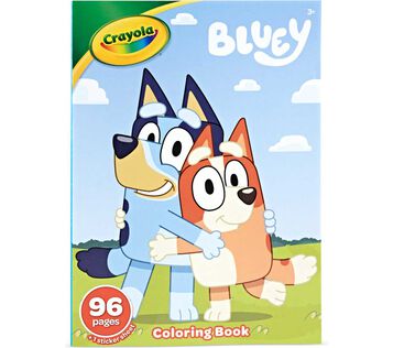 Bluey Coloring Book and Sticker Sheet, 96 pages, front view.