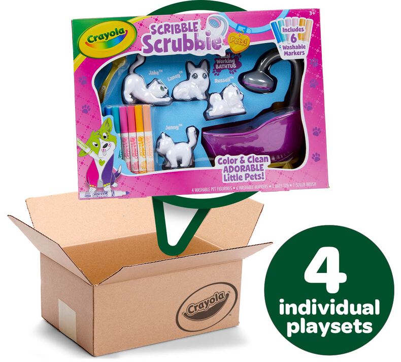 Scribble Scrubbie Pets Purple Tub Playset Bulk Case, 4 Individual Playsets